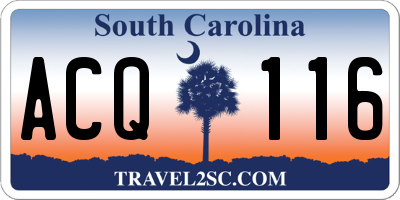 SC license plate ACQ116