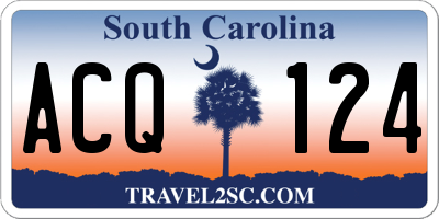 SC license plate ACQ124