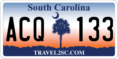 SC license plate ACQ133