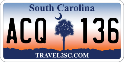SC license plate ACQ136