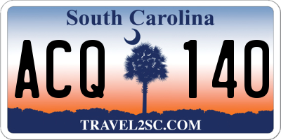 SC license plate ACQ140
