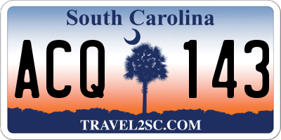 SC license plate ACQ143