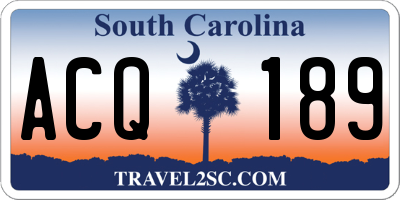 SC license plate ACQ189