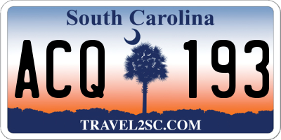 SC license plate ACQ193