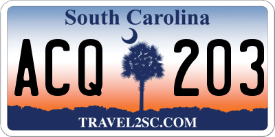 SC license plate ACQ203