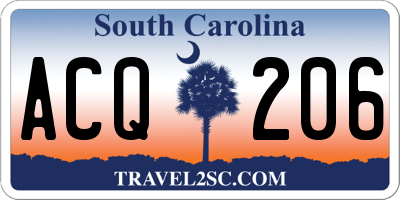 SC license plate ACQ206