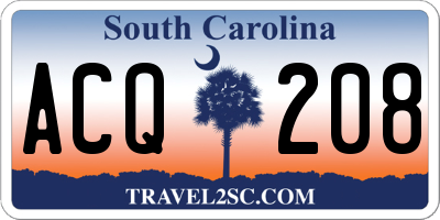 SC license plate ACQ208
