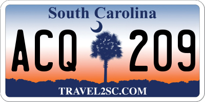 SC license plate ACQ209