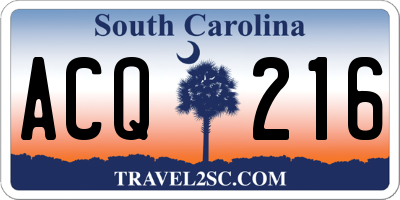 SC license plate ACQ216