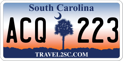 SC license plate ACQ223