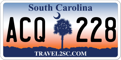 SC license plate ACQ228