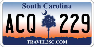 SC license plate ACQ229