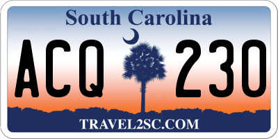 SC license plate ACQ230
