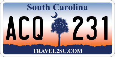 SC license plate ACQ231