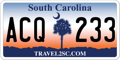 SC license plate ACQ233