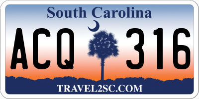 SC license plate ACQ316