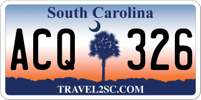 SC license plate ACQ326