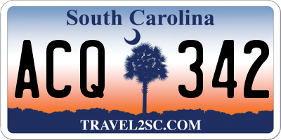 SC license plate ACQ342