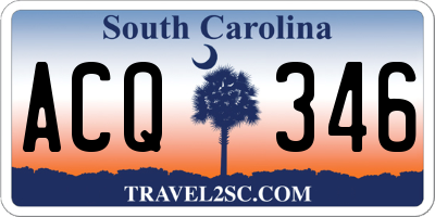 SC license plate ACQ346