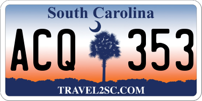 SC license plate ACQ353