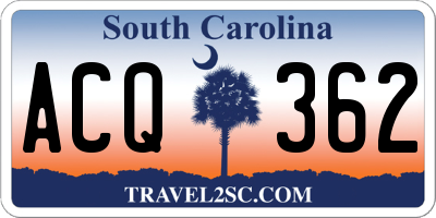 SC license plate ACQ362