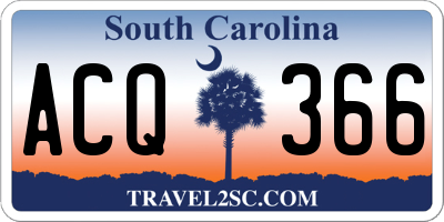SC license plate ACQ366
