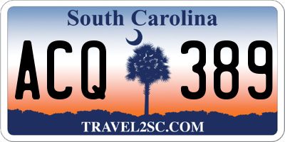 SC license plate ACQ389
