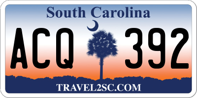 SC license plate ACQ392