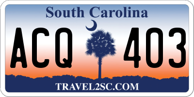 SC license plate ACQ403