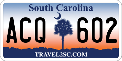 SC license plate ACQ602