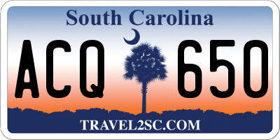 SC license plate ACQ650