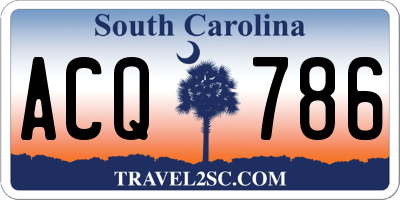 SC license plate ACQ786