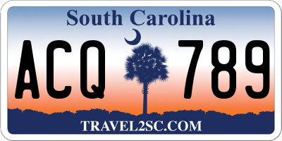 SC license plate ACQ789