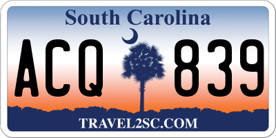 SC license plate ACQ839