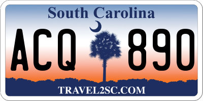 SC license plate ACQ890