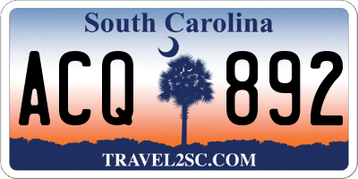 SC license plate ACQ892
