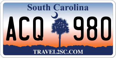 SC license plate ACQ980