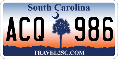 SC license plate ACQ986