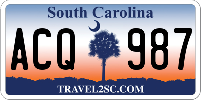 SC license plate ACQ987