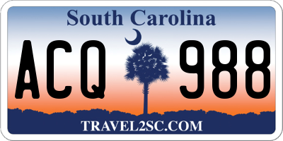 SC license plate ACQ988