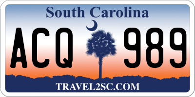 SC license plate ACQ989