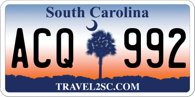 SC license plate ACQ992