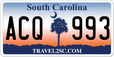 SC license plate ACQ993