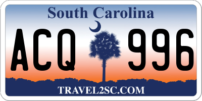 SC license plate ACQ996
