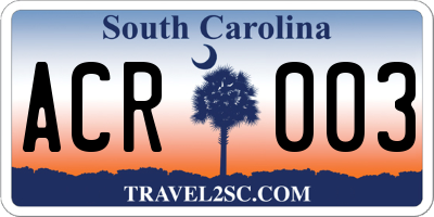 SC license plate ACR003