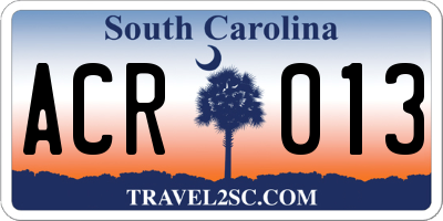 SC license plate ACR013