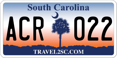 SC license plate ACR022