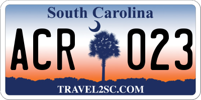 SC license plate ACR023