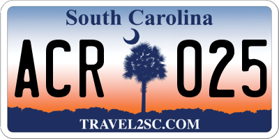 SC license plate ACR025