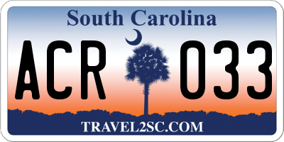 SC license plate ACR033